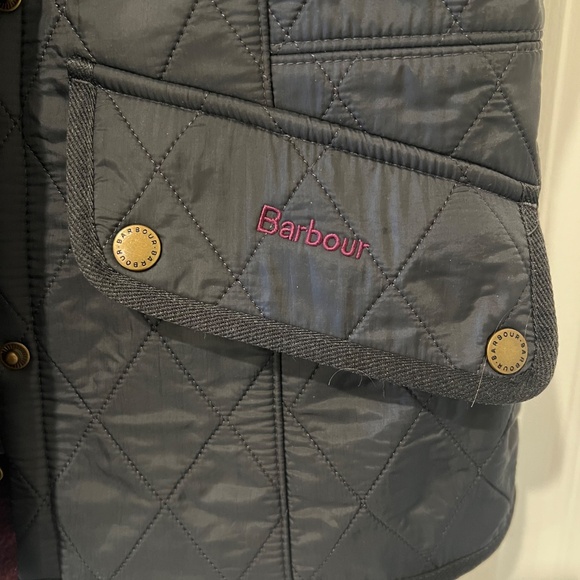 Barbour Quilted Vest in Gray and Burgundy - Picture 2 of 8